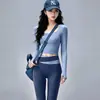 Conjunto Casual Deportivo para Mujer, Bloque de Color Falso Dos Piezas Mangas Largas Pantalones de Cintura Alta, Transpirable Adelgazante Pilates Fitness Set para Mujer