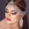 Cadena de Frente con Borla de Pedrería Completa Estilo Europeo y Americano para Mujeres, Accesorio para el Cabello de Pedrería Exótica para Novia y Escenario, Venta al por Mayor Directa de Fábrica