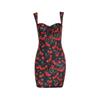 Xy24644 Primavera 2025 Nueva Falda Corta Estilo Pequeño Aroma Elegante Delgado Estampado de Cerezas Vestido de Tirantes