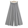 Pantalones falda de pierna ancha para casa grises con cordón y cintura elástica para mujer, delgados, rectos, ajustados, casuales, para principios de otoño