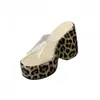 Zapatillas de Mujer Sexy Moda Estampado Leopardo Suela Gruesa Tacón de Barco Tacón Sandalias de Tacón Alto Punta Abierta Nuevo Verano 2025