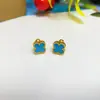 Clavos para Hueso del Oído, Verdes, Blancos y Rojos, Trébol Real, Trébol de Cuatro Hojas y Oso Sonriente, Pendientes Digitales de la Suerte, Nicho, Simples y Versátiles, Más Vendidos