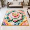 Nueva Alfombra de Loto Estilo Chino, Alfombrilla Cuadrada de Terciopelo de Cristal para Piso, Absorbente de Agua, Antideslizante, Fácil de Cuidar y Fácil de Limpiar