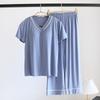 Jersey fino de verano para mujer, pantalones cortos de manga corta con almohadilla para el pecho, traje informal holgado y sencillo para usar en casa