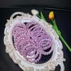 Pulsera de Litio Púrpura Ojo de Gato Natural Efecto Ojo de Gato Púrpura Taro Romántico Litio Púrpura Reina de Cristal