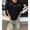 Camiseta de Manga Corta para Hombre, Estilo Nuevo de Verano, Marca de Moda, Corte Holgado, Top Estampado de Media Manga para Adolescentes