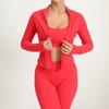 Outono e inverno europeu e americano transfronteiriço novo top de yoga feminino de manga comprida com gola alta justo para corrida esportiva com zíper roupas de yoga