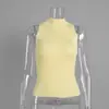 Colete de Tricô Transfronteiriço Estilo Europeu e Americano Verão 2026 Novo Feminino Elegante Gola Meia-Alta Slim Fit Emagrecedor Base Colete de Tricô