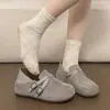 Novidade outono e inverno 2026, sapatos Birkenstock estilo slip-on de duas vias para mulheres, estilosos com aumento interno de altura, fivela dupla, sapatos casuais de boca profunda