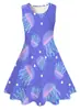 Comércio Exterior Transfronteiriço Europeu e Americano Impressão Digital 3D Desenho Animado Medusa Menina Vestido Quente Sem Mangas Estilo Casual Vestido de Princesa