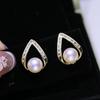 Acessórios DIY S925 brincos de pérolas de prata esterlina suporte vazio acessórios temperamento estilo acadêmico brincos brincos suporte de prata 8-12mm