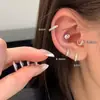 Brincos de Argola Retos Simples com Zircônia Cúbica Azul Argolas Lisas para Mulheres Anel de Hélice de Borda Anel de Hélice de Orelha Tachos de Brinco Acessórios para Brincos
