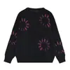 Suéter de punto versátil de manga larga, ajuste holgado, diseño de estampado floral, cuello redondo, retro de nicho, otoño/invierno 2026, coreano