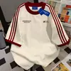 Camiseta Redonda de Manga Curta Estilo Coreano Ins Marca da Moda para Homens e Mulheres, Estilo Popular de Verão, Tops Casuais Preguiçosos para Casais