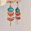 Cadena para la frente Yunnan exótico antiguo viaje ropa china adorno para la frente colgante para cejas tocado aretes