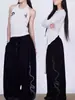 Calça Jogger Feminina Design Retrô Americano Cobra Strass Primavera Outono Solta de Perna Larga Dança de Jazz