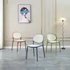 Cadeira de plástico Rattan Cadeira nórdica para exterior Elegante cadeira de jantar para casa Cadeira empilhável para mesa de Mahjong com encosto