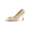 Zapatos de Boda Jingang Ch8089-6 Zapatos para Recién Casados Tacones Altos Bajos Mujer 2025 Nuevos Zapatos de Tacón de Aguja Puntiagudos Primavera y Otoño