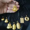 Colgante Cabeza de Buda Dorado Arena Anti-Vietnamita Collar de Oro Método Antiguo Joyería al por Mayor para Mujer Candado Ping An Xiangyun Colgante Sencillo para Pareja