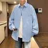Camisa jeans masculina azul marinho, de manga comprida, para primavera e outono, estilo de alta qualidade, novo modelo 2026, jaqueta jeans masculina