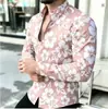 Nova camisa masculina de manga comprida com estampa 3D de outono, para primavera e outono, moda transfronteiriça Amazon AliExpress, design floral