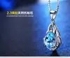 Collar de Moda y Elegante Estilo Coreano con Colgante de Gota de Agua para Mujer, Sencillo Colgante de Circonita Azul, Colgante Único, Joyería de Topacio de Alta Gama