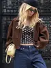 Chaquetas y Tops Sueltos Retro Trendy Europeos y Americanos para Mujer 2026 Invierno Nuevo Abrigo de Gamuza Marrón Moda Ropa para Mujer