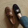 Dos tipos de interior ~ piel de oveja 2 cm cabeza redonda retro tacón bajo mocasines de pedal para mujer 2025 primavera nuevos zapatos planos