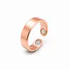 Pulsera Magnética Nueva Transfronteriza para Hombres, Juego de Anillo y Pulsera Magnéticos Estilo Retro para Mujeres, Joyería Cepillada de Cobre Rojo Antiguo al por Mayor