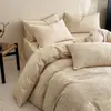 Jie Liya Serie de Colores Jacquard 100% Algodón Juego de Cuatro Piezas, Sábana Bajera y Funda Nórdica Engrosadas de Algodón Puro, Ropa de Cama para el Hogar Amigable con la Piel Venta al por Mayor