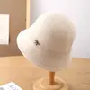 Chapéu de Pescador de Lã Estilo Japonês Feminino Outono e Inverno Estilo Coreano Chapéu Boina com Laço Chapéu de Balde Espesso Quente para Exterior Tendência
