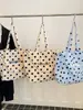 2026 Nuevo Estilo Fresco Diseño de Puntos Bolsas de Cubo de un Solo Hombro Patchwork de Lino y Cuero Bolso Hobo para Debajo del Brazo para Mujer