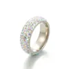 Popular Joyería Europea y Americana de Acero de Titanio Anillo Curvo con Diamantes Completos de 5 Filas de Diamante de Barro Blanco Anillo Estilo para Hombres y Mujeres Fabricante Mayorista
