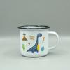 Taza de Esmalte con Tapa Personalidad Vintage Oficina Tendencia Ins Celebridad de Internet Dibujos Animados Lindos Dinosaurio Taza para Beber Café Té
