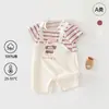 Mono de Verano Fino de Algodón para Bebé de Manga Corta Clase A Ropa para Exteriores Estilo Coreano Peto Ropa para Bebés Mameluco Traje para Gatear