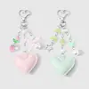 Estilo Miu Doce e Fresco Couro Multicolorido Formato de Coração Morango Imitação Pérola Tulipa Estrela Chaveiro Pingente de Bolsa