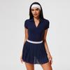 Traje Deportivo Transfronterizo para Mujer Secado Rápido Cuello en V Solapa Delgado Manga Corta Pantalones Culotte Ajustados Verano Elegante Traje de Tenis
