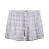 Calzoncillos tipo bóxer de algodón transpirables con estampado a cuadros para hombre de talla grande, suaves, de cintura media, venta al por mayor