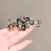Pinza de Acero con Forma de Flor Pinza de Resorte Pinza de Cristal para Cola de Caballo Pinza con Borde de Diamante Checo Tocado