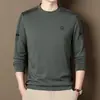 Sudadera de Cuello Redondo para Hombre 2025 Otoño e Invierno Nuevo Estilo Manga Larga de Alta Gama Casual Holgada Color Sólido Superior para Jóvenes y Personas de Mediana Edad