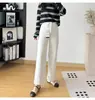 Salvador para adelgazar las piernas~¡Estiramiento en cuatro direcciones! Jeans rectos con puño, estilo otoño 2026, para mujeres petite, de cintura alta, adelgazantes, pantalones cropped