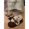 Botas de Nieve Retro de Terciopelo Marrón para Mujer 2025 Nueva Ropa de Abrigo de Invierno Zapatos Birkenstock Peludos Zapatos Cálidos de Algodón para la Nieve