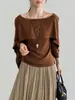 Suéter Tejido de Lino Simple para Mujer, Suéter de Lana Estilo Old Money, Top Elegante de Doble Uso 2766