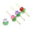 Pétalos de Tulipan de Vidrio con Gradiente de Colores Cuentas de Vidrio Cuentas Sueltas Joyería Hecha a Mano DIY Pulsera Collar Accesorios con Cuentas