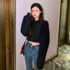 Nuevo Sudadera Corta de Punto Estilo Coreano de Cintura Alta para Mujer, Adelgazante, Holgada, Color Sólido, Tendencia Casual Versátil, Primavera y Otoño 2026