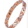 Amazon nuevo cobre rojo antiguo Piedra Diamante pulsera de terapia magnética hojas desmontables pulsera para pareja pulsera al por mayor