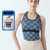 Top Deportivo para Mujer para Yoga y Fitness, Cuello Halter, Espalda Hermosa, Almohadillas Fijas en el Pecho, Patrón de Espiga, Sujetador Antishock para Correr y Fitness