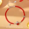 Bolsa de la Suerte Original Qianjia Plata Pura S999 Collar de Caballo Año Zodiacal Pulsera de Temperamento Pendientes de Ágata Roja Hong Jewelry