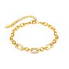 Opk Moda Europea y Americana Acero de Titanio Joyería de Mano al por Mayor Versátil Acero Inoxidable Estilo Ins Pulsera de Diamantes de Barro para Mujer Asimétrica