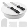 Plato giratorio para pasteles de 27.9 cm de venta caliente, Juego de 6 espátulas para glaseado blanco, Herramientas de decoración para hornear, Espátula para helado